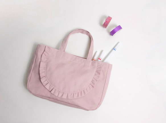 Kids フリルトートバッグ お散歩バッグ ピンク 雑貨・その他