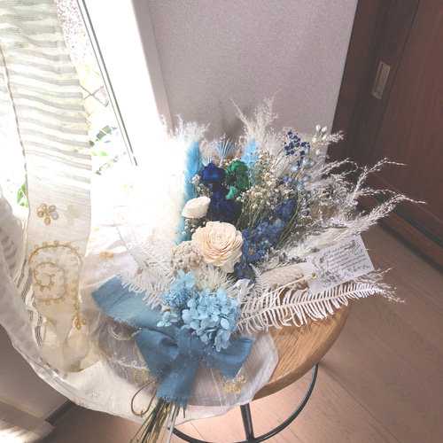 ブルーウィンターbouquet♡スワッグブーケ＊＊＊ドライフラワーand  