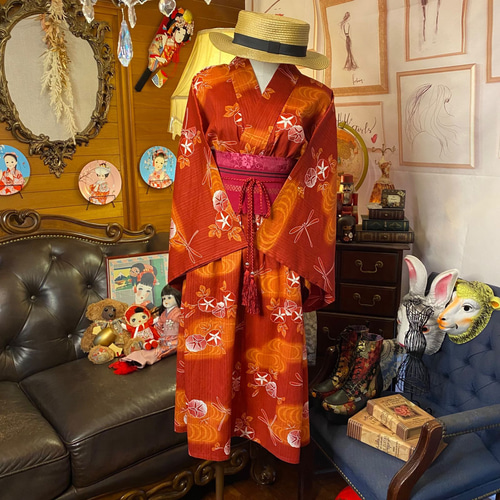 【新品】二部式浴衣のみ　浴衣リメイク　おび工房 新品】二部式浴衣のみ浴衣リメイクおび工房