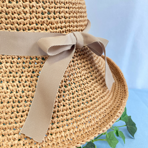 ツバ広の麦わら帽子 マニラヘンプヤーン ストロー B1 ハット pincushon