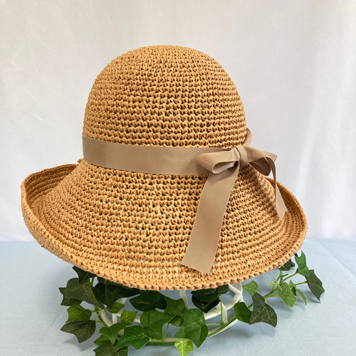 ツバ広の麦わら帽子 マニラヘンプヤーン ストロー B1 ハット pincushon