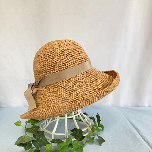 ツバ広の麦わら帽子 マニラヘンプヤーン ストロー B1 ハット pincushon