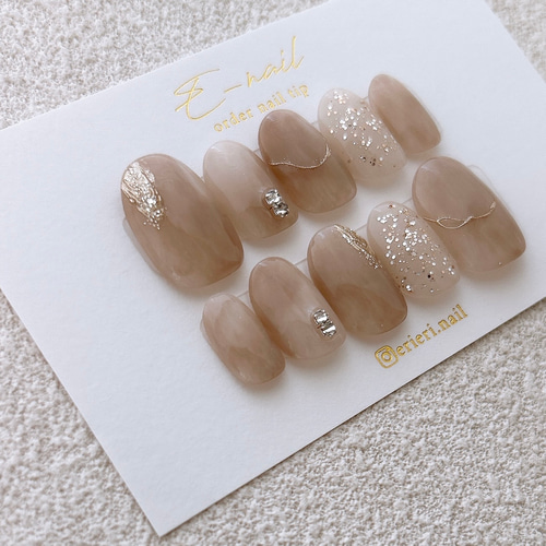 優しいニュアンス ベージュ シアーホワイト 上品 淡色 ブライダル 美甲