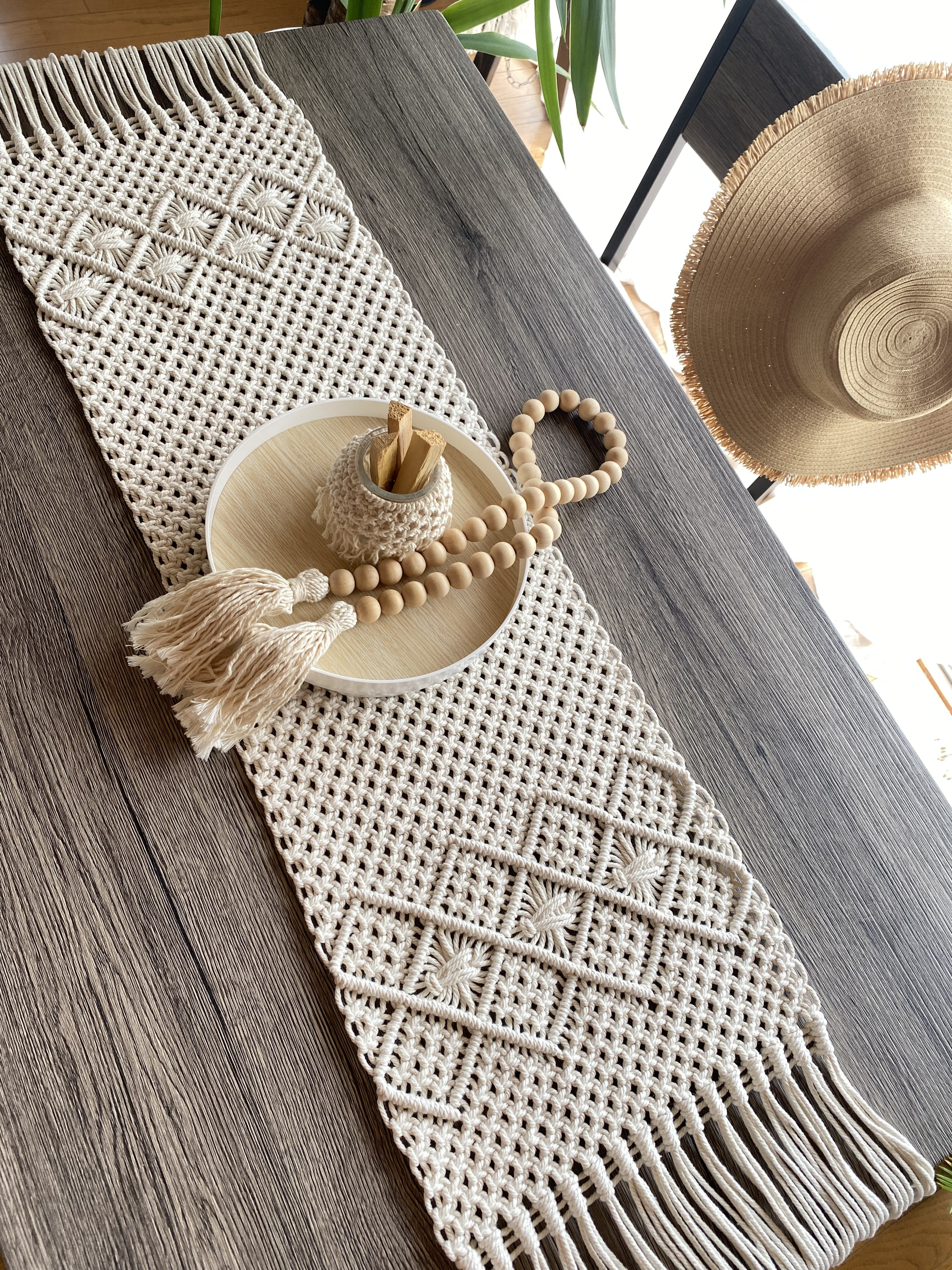 【15%off】マクラメテーブルランナー