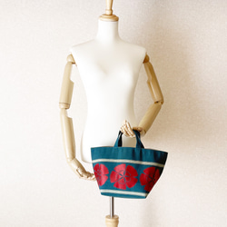 《帯リメイク》帯バッグヨコ（持ち手共布） 6枚目の画像