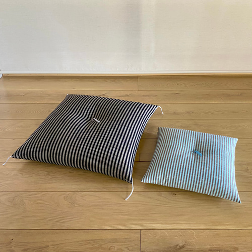 綿100％ 『 50×50座布団 』会津木綿 モダンストライプ クッション