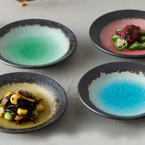 SN-3003B 四季彩 小皿4P 木箱入 【日本製 美濃焼】（陶器 磁器 ギフト