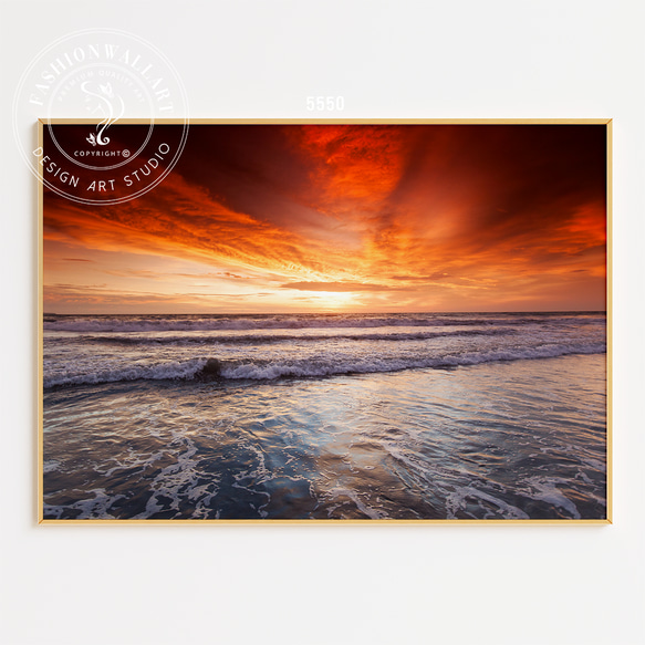 アートポスター 夕日 海 サンセット 赤 オレンジ グラデーション 風景