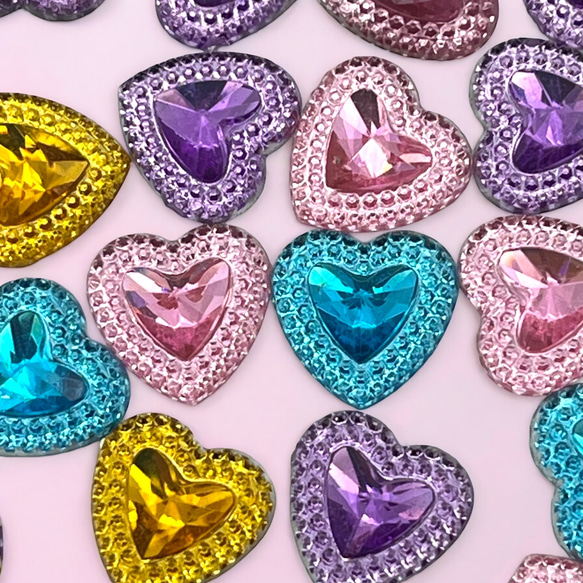 キラキラアクリル アクリルパーツ ビジュー ハート キラキラ 子供 同カラー20個 貼り付け