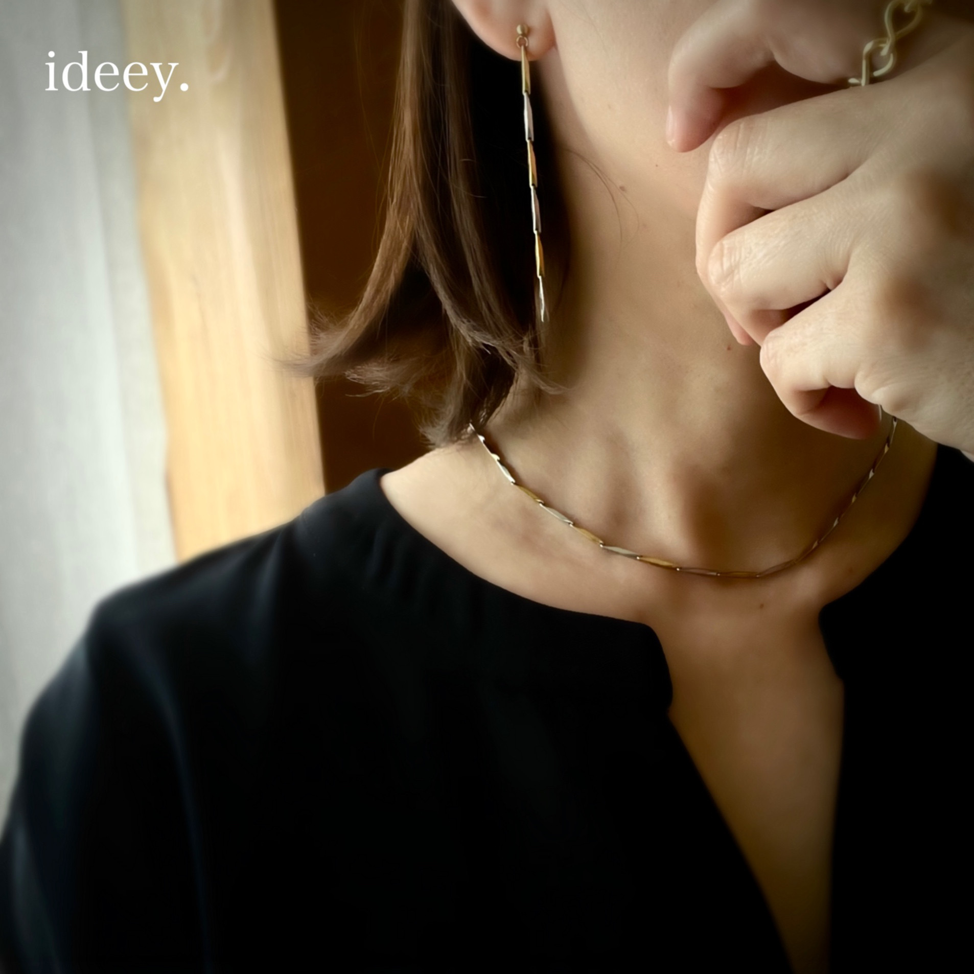 メタルロングチェーンピアス(イヤリング)SVGD〈496〉