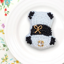 ビーズ刺繍ブローチ ボストンテリア フレブル ブローチ Pocket-zoo