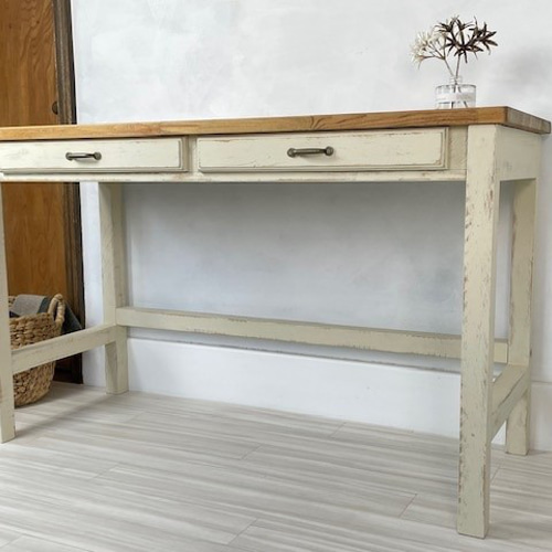 無垢材 作業台 120×50㎝(22046) ：エイジング加工でシャビーな仕上がり