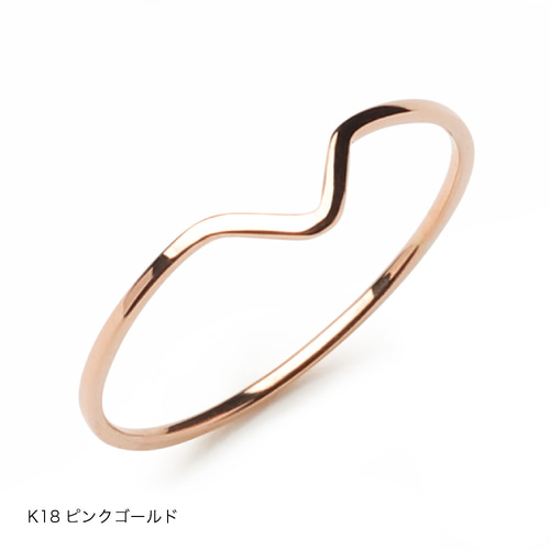 k18ローズゴールド V字モチーフ リング 14号 極細リング【V-ring】指輪 18金 K18 ピンクゴールド プラチナ