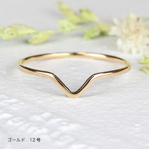 極細リング【V-ring】指輪 10金 K10 ピンクゴールド ホワイトゴールド