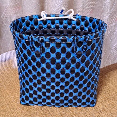 ＰＰバンドで作る作業、収穫用の プラカゴ（はけご）オーダー用 PPバンドかご(ベルト通し付き はけご 中)収穫かご、プラカゴ