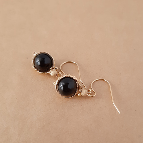 会員様限定 お買い得商品 再販】大きめモリオン(黒水晶)14kgfピアス/イヤリング ring ピアス
