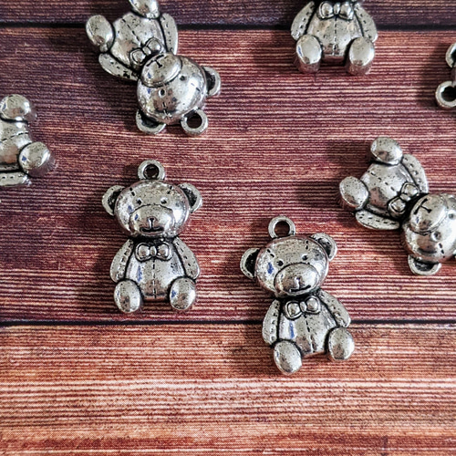 テディベア チャーム 2019年　24k テディベア チャーム 8個 くま アンティーク メタル パーツ チャーム