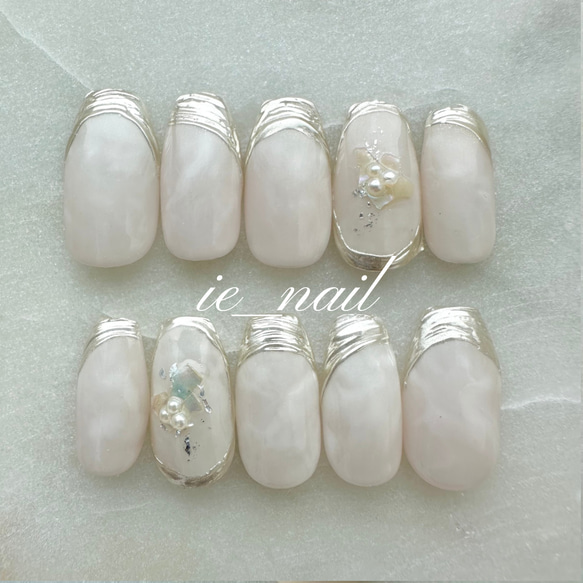 ネイルチップ 個性派 うねうね シルバー ニュアンス マーブル #6 ネイルチップ 個性派 うねうね シルバー ニュアンス マーブル #6 No