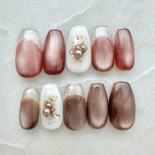 38］ネイルチップ クリアフレンチ マグネットネイル 夏 うるうる うる