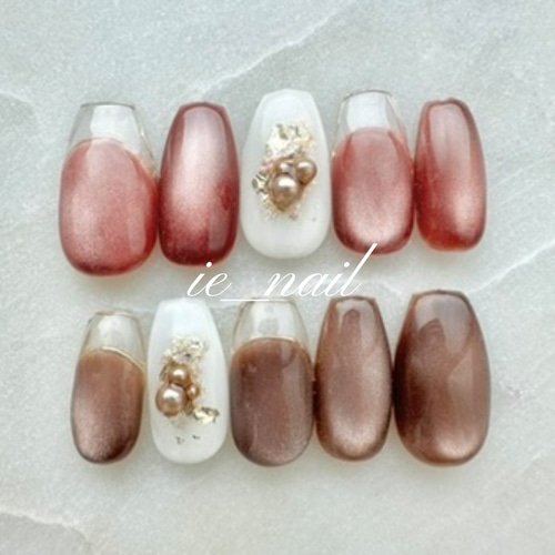 透明感◎クリアフレンチ×マグネット ネイルチップ（つけ爪） nail_ie