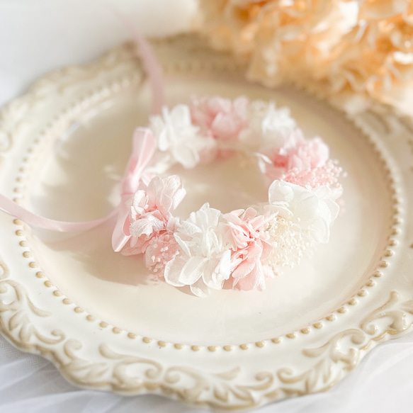 送料無料】ペット用花冠 リボンが選べる ピンク 犬 猫 うさぎ 花かん