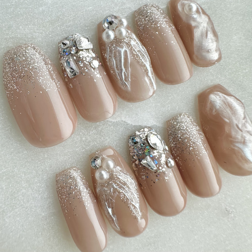 大人上品ネイル/キラキラニュアンスネイル/マーメイドネイル ネイル