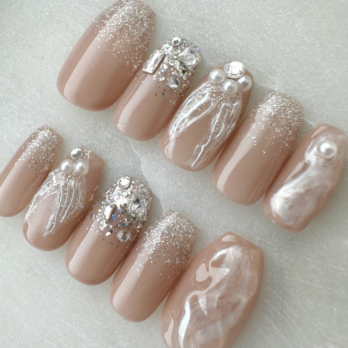 大人上品ネイル/キラキラニュアンスネイル/マーメイドネイル ネイル