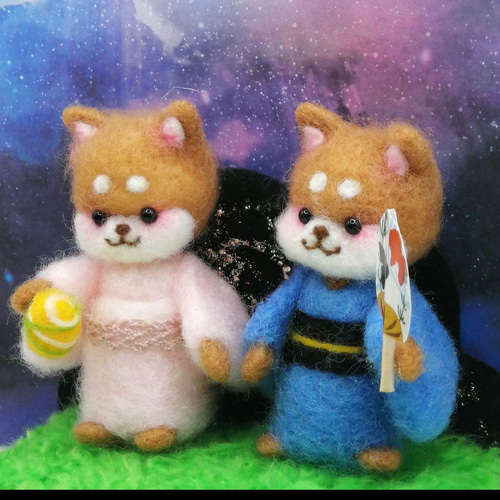 ☆rara しば犬 豆柴 サンタ クリスマス 羊毛フェルト クリスマス飾り クリスマス飾り サンタとトナカイ 羊毛フェルト Mt.maru 通販
