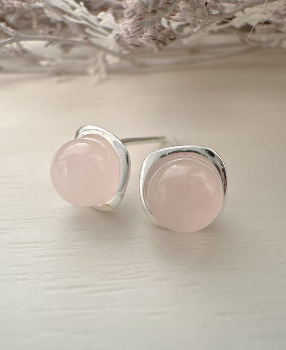 天然石 選べる3種類のスタッドピアスSV925 4枚目の画像