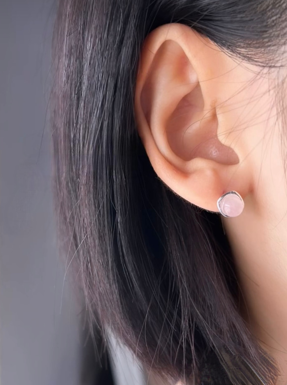 天然石 選べる3種類のスタッドピアスSV925 5枚目の画像