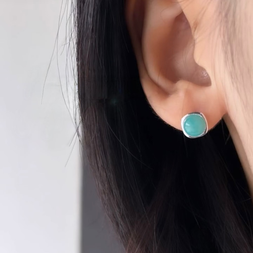 新作]天然石 選べる3種類のスタッドピアスSV925 ピアス（スタッド・一  