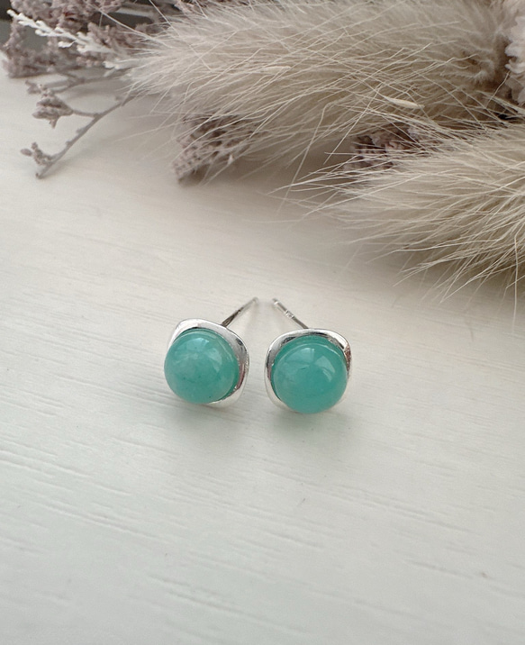 天然石 選べる3種類のスタッドピアスSV925 3枚目の画像