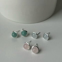 天然石 選べる3種類のスタッドピアスSV925 6枚目の画像