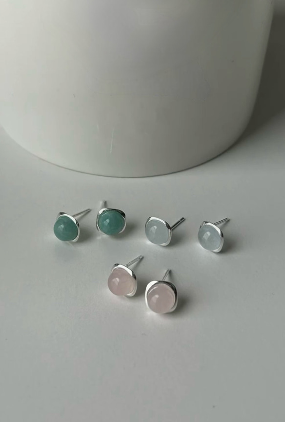 天然石 選べる3種類のスタッドピアスSV925 6枚目の画像