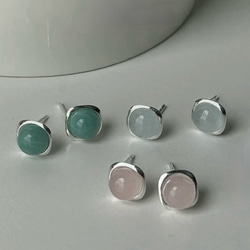 天然石 選べる3種類のスタッドピアスSV925 9枚目の画像