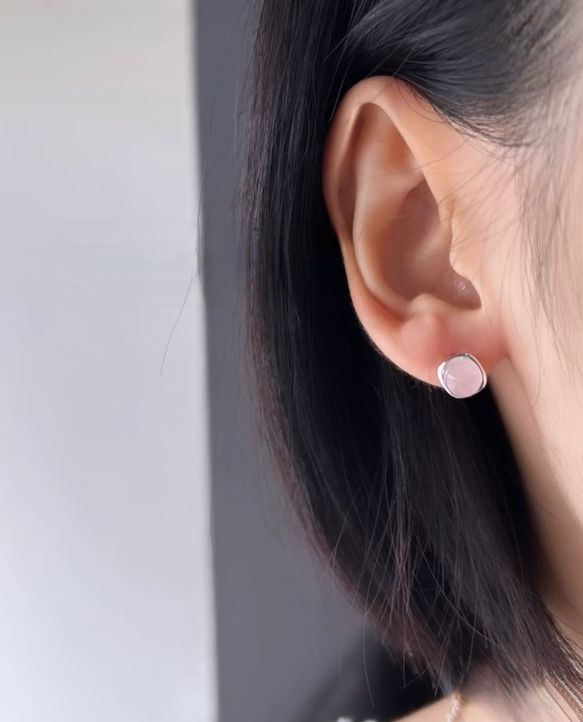 天然石 選べる3種類のスタッドピアスSV925 14枚目の画像