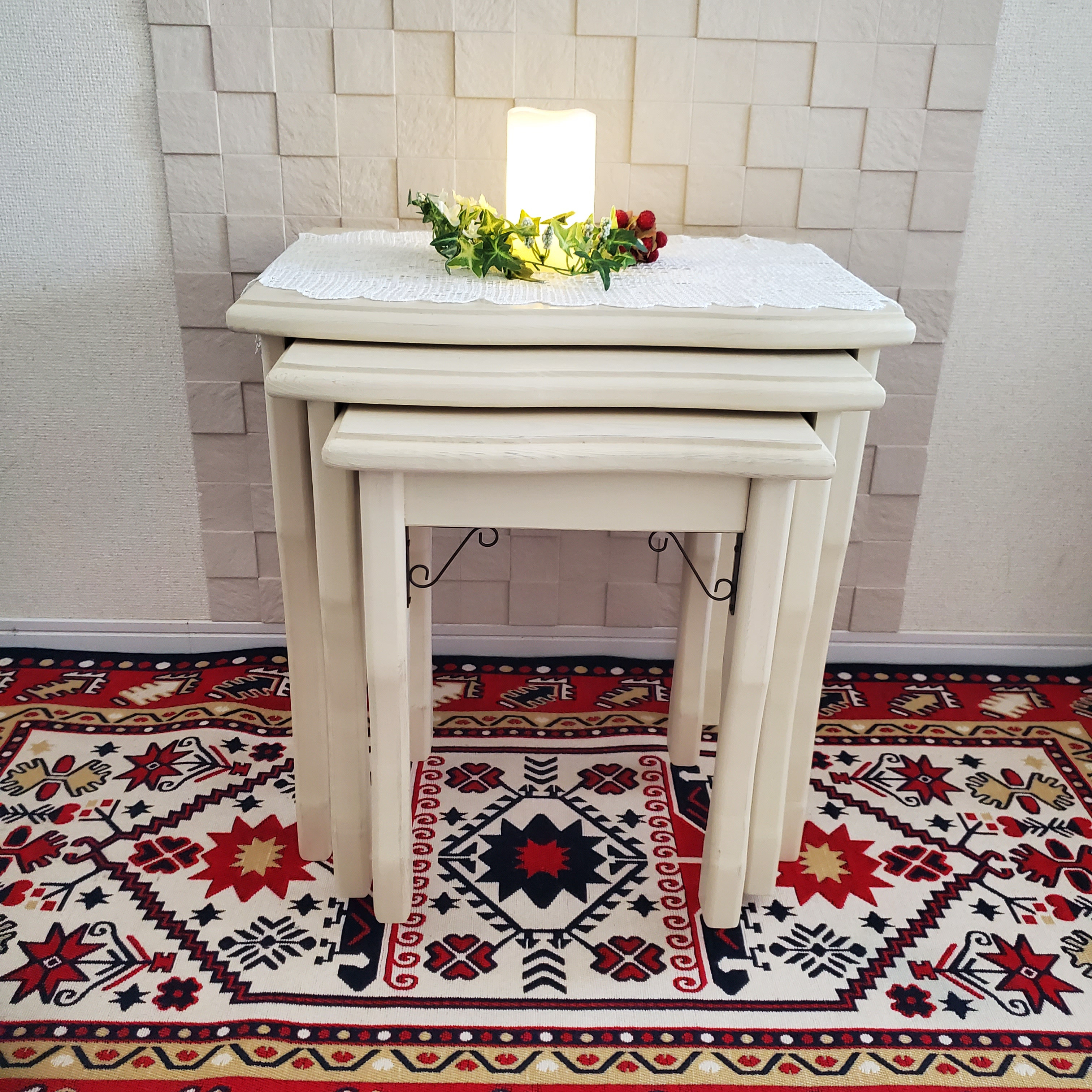 [限定] ～アンティーク風～                         ネストテーブル   サイドテーブル