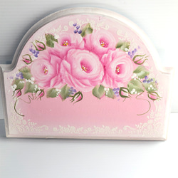 トールペイント☆受注制作ピンクの薔薇とエンボス加工のティッシュ