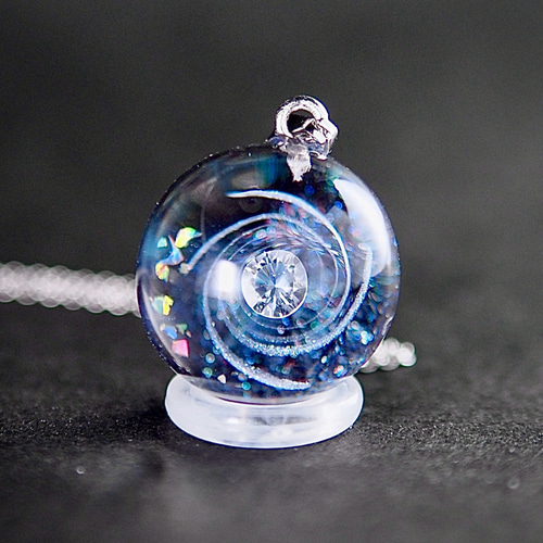 お試し 宇宙玉 18mm レジン ネックレス・ペンダント 星くずと