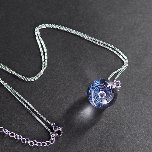 お試し 宇宙玉 18mm レジン ネックレス・ペンダント 星くずと