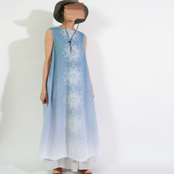 葉風のマンダラ ハーフリネンワンピース *saxe blue* 7枚目の画像