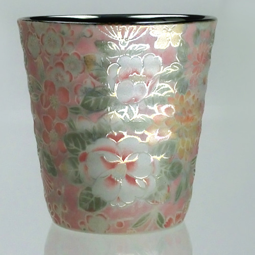 ランプ花柄陶器、希少特大高さ70美品❣️最終 HYC-7007A 光友禅 ペアカップ【日本製 美濃焼】ロック 花柄 ラスター