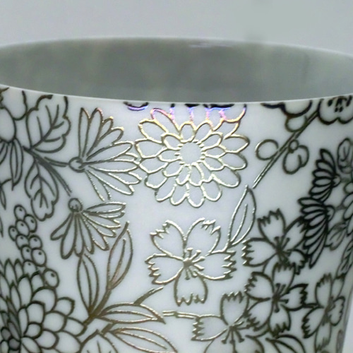 HYM-3053C 光友禅 うすづくりマグ1P 黒【日本製 美濃焼】花柄 ラスター