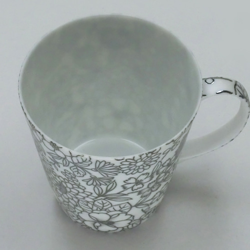 HYM-3053C 光友禅 うすづくりマグ1P 黒【日本製 美濃焼】花柄 ラスター