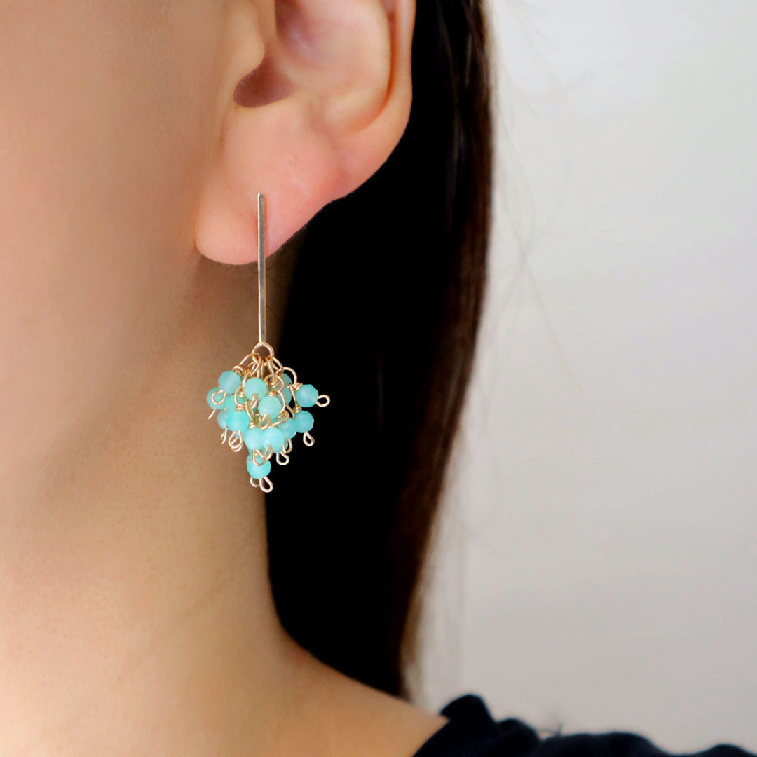 【twinkle】アマゾナイト14kgfピアス M