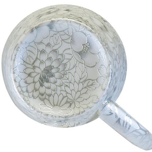 HYM-3053E 光友禅 うすづくりマグ1P 銀【日本製 美濃焼】花柄 ラスター