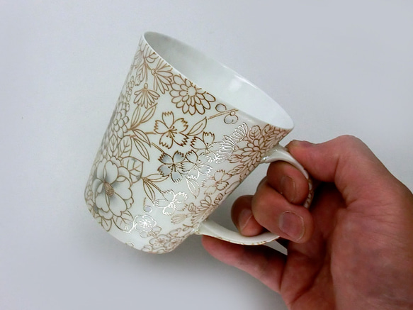 HYM-7007B　光友禅　うすづくりペアマグ　金黒【日本製　美濃焼】花柄　ラスター 父母の日　ギフト 人気・おすすめ｜売れ筋商品・話題商品におすすめ コスパ重視 安心配送 スピーディーにお届け