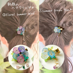 ヘアクリップ: 朝顔（②/2種）ープラバン花ヘアアクセサリー 夏の花
