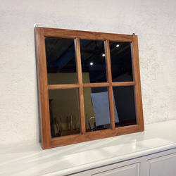 訳ありな逸品】アンティーク調 木製窓枠 鏡 壁掛けミラー
