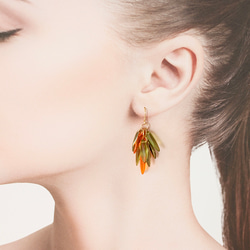 【No.239】朝日を浴びた夏の果実　サージカルステンレス使用　イヤリングにも対応　ピアス　チェコビーズ　夏 1枚目の画像